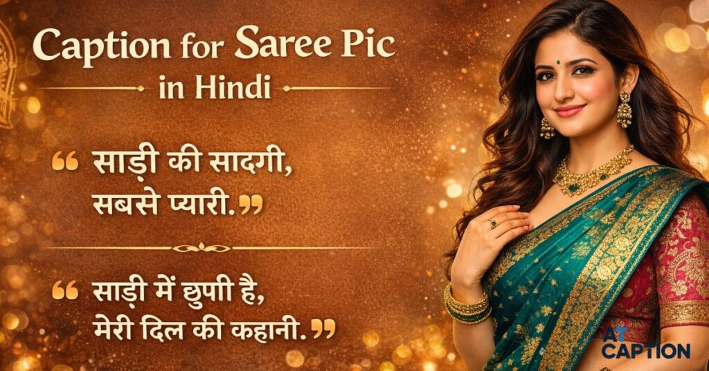 caption for saree pic in hindi