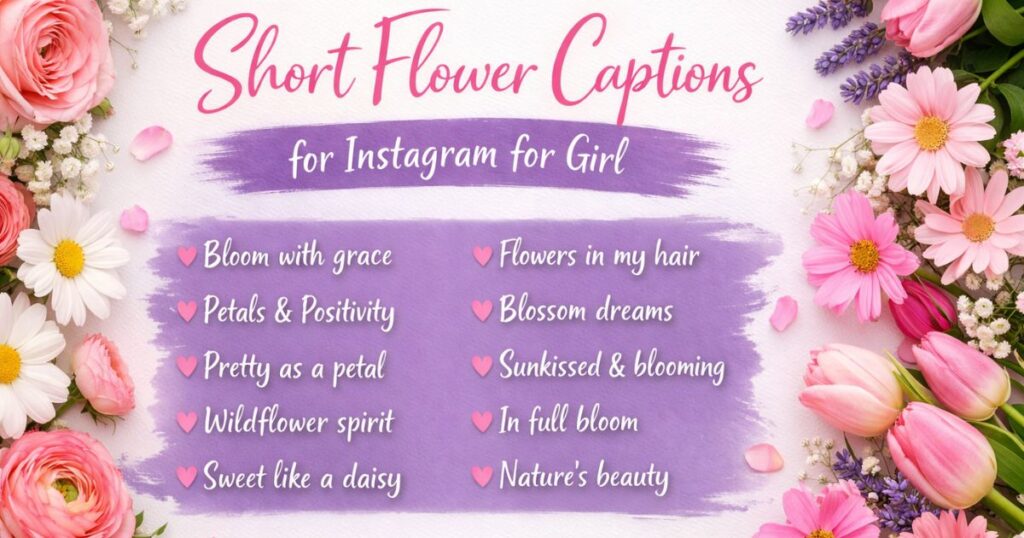 Short Flower Captions for Instagram for Girl