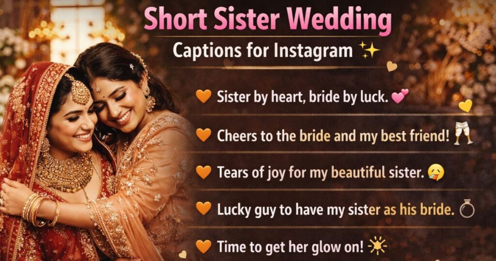 Short Sister Wedding Captions for Instagram