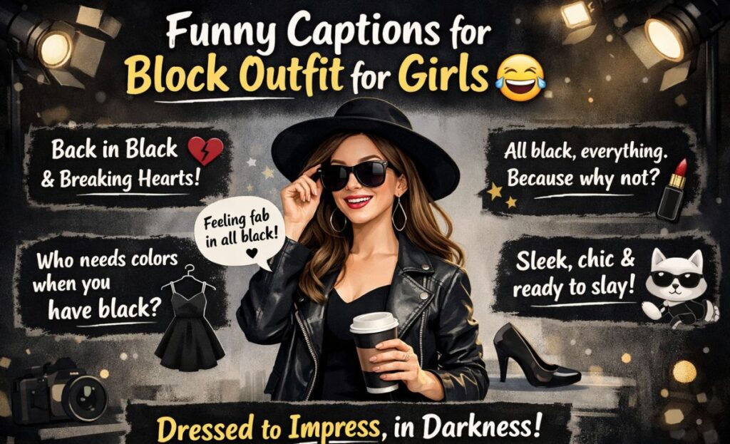 Funny Captions for Black Outfit for Girls