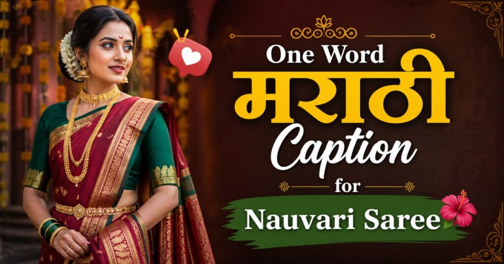 One Word Marathi Caption for Nauvari Saree