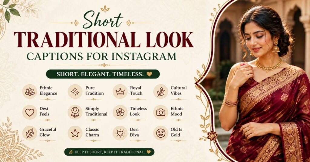 Short Traditional Look Captions for Instagram